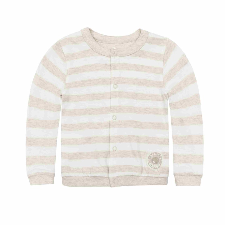 Bluza cu capse pentru copii, Kanz, Bumbac, Bej/Alb, Alb/Bej