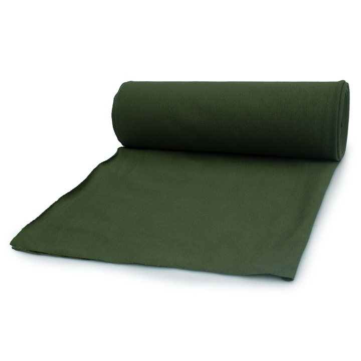 Tesatura din bumbac pentru treninguri, tricotaje, culoare verde padure, dimensiune 50 cm x 185 cm