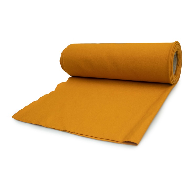 Tesatura din bumbac pentru treninguri, tricotaje, culoare mustariu, dimensiune 50 cm x 185 cm