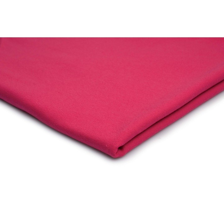 Tesatura din bumbac pentru treninguri, tricotaje, culoare fucsia, dimensiune 50 cm x 185 cm