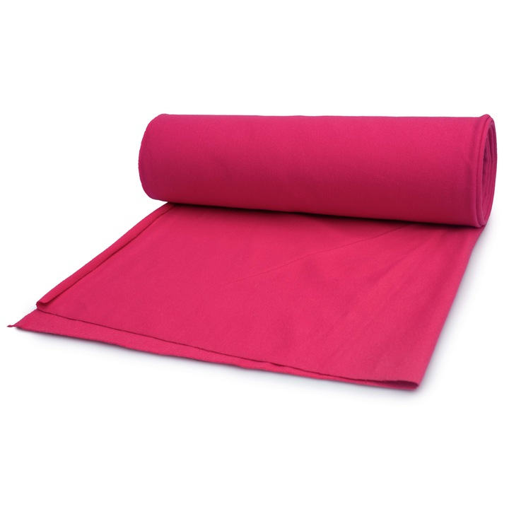Tesatura din bumbac pentru treninguri, tricotaje, culoare fucsia, dimensiune 50 cm x 185 cm