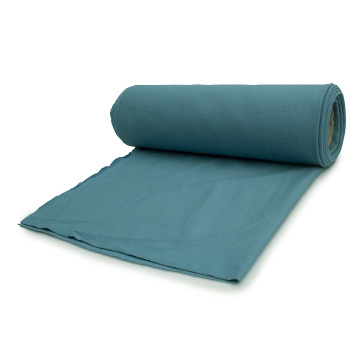 Tesatura din bumbac pentru treninguri, tricotaje, culoare albastru, dimensiune 50 cm x 185 cm