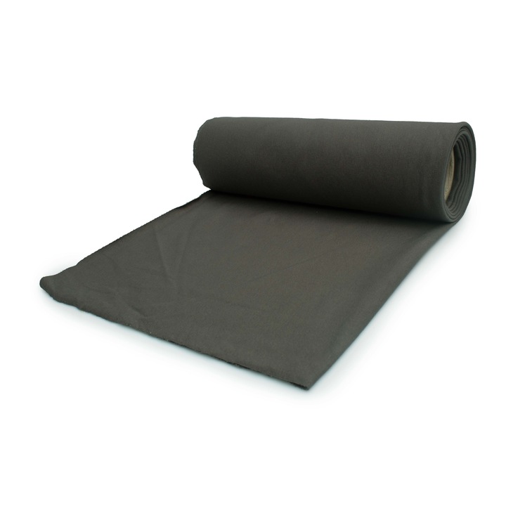 Tesatura din bumbac pentru treninguri, tricotaje, culoare gri inchis, dimensiune 50 cm x 185 cm