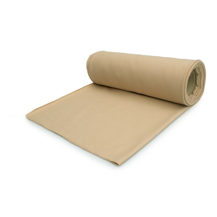 Tesatura din bumbac pentru treninguri, tricotaje, culoare bej deschis, dimensiune 50 cm x 185 cm