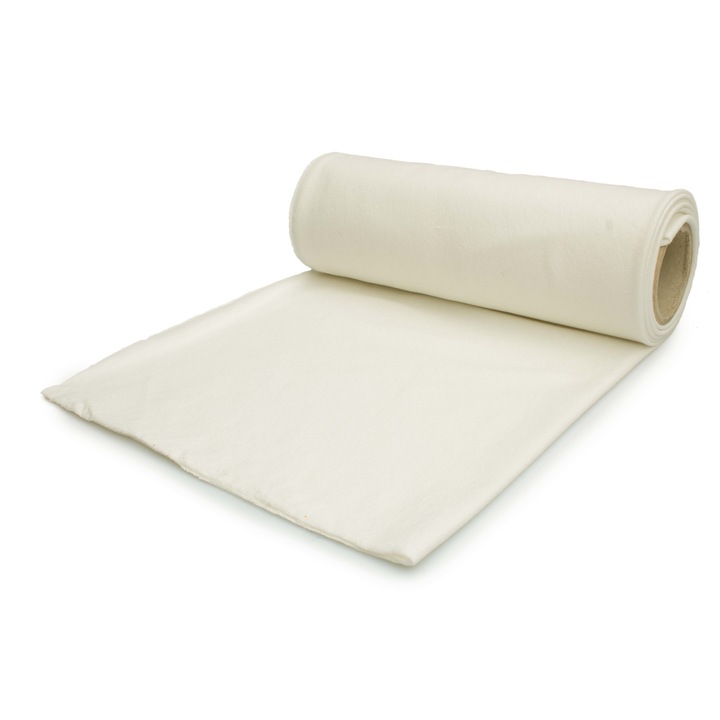 Tesatura din bumbac pentru treninguri, tricotaje, culoare ecru, dimensiune 50 cm x 185 cm