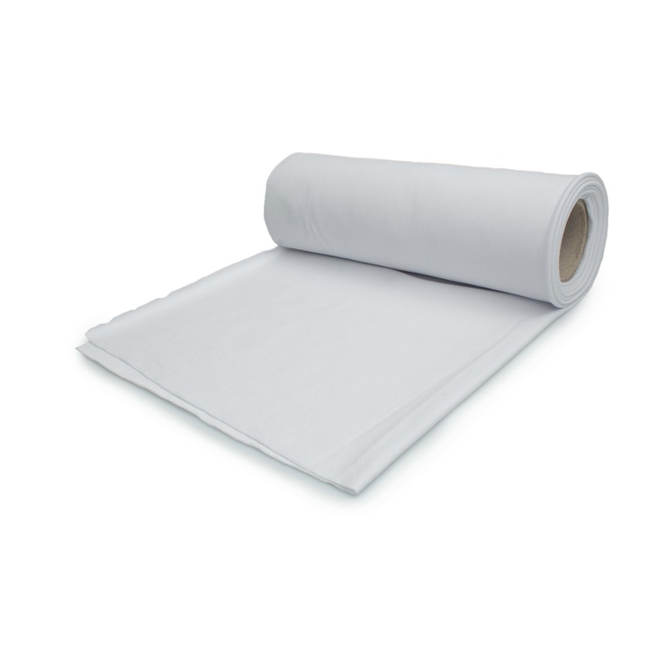 Tesatura din bumbac pentru treninguri, tricotaje, culoare alb, dimensiune 50 cm x 185 cm