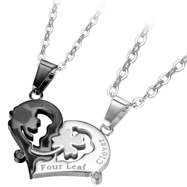 Női nyaklánc, Izmael, Rozsdamentes acél, Fekete/Ezüst