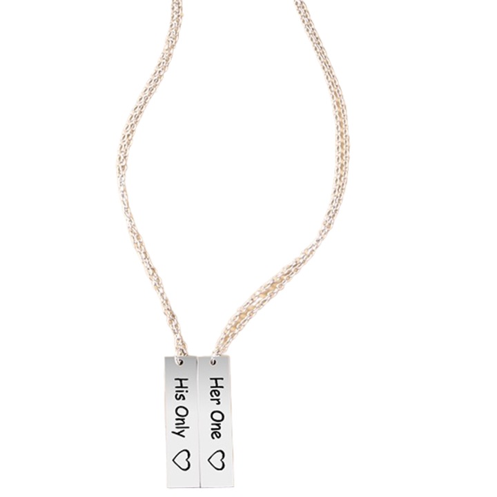 2 páros nyaklánc készlet, IZMAEL, Rozsdamentes acél, Ezüst