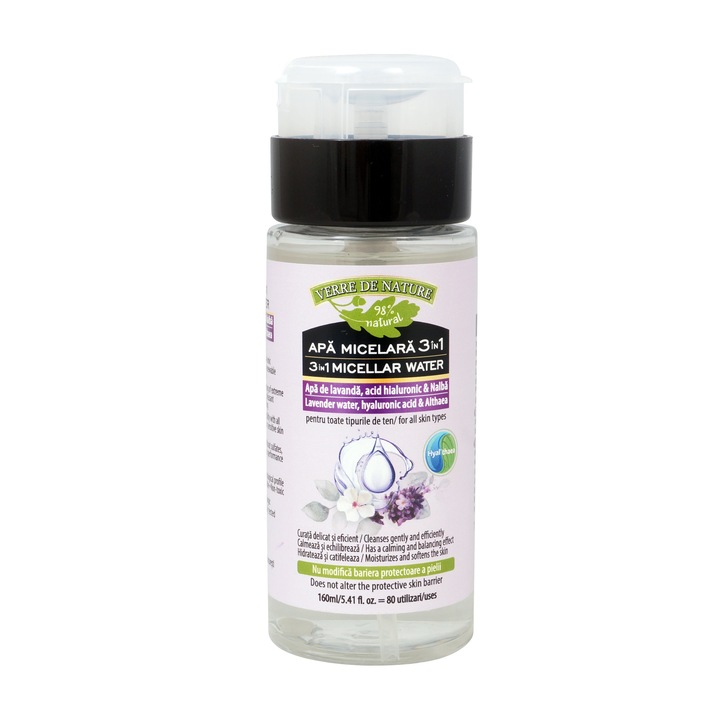 Apa micelara cu apa de lavanda, acid hialuronic si Althaea 160 ml