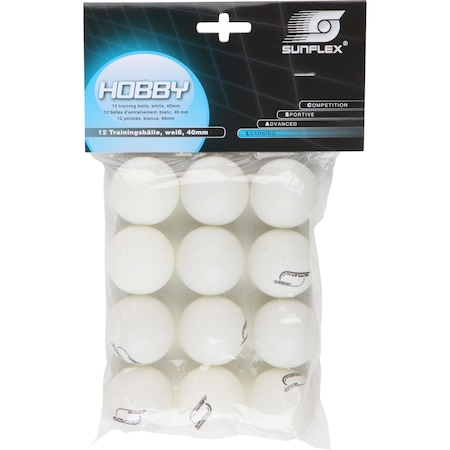 Set 12 mingi tenis masa Sunflex, Hobby, Alb
