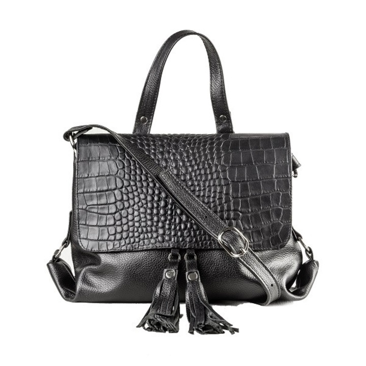 Zea Női táska, természetes bőr, fekete