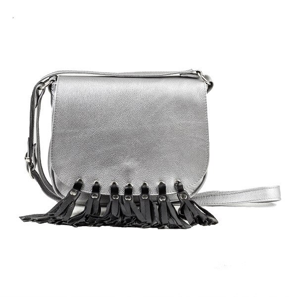 Geanta dama,Zea,piele naturala,argintiu