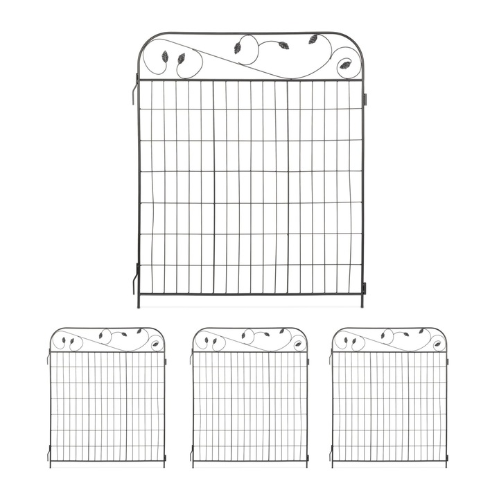 Gard de gradina decorativ, 4 piese, din metal, 112 x 94 x 1 cm, negru