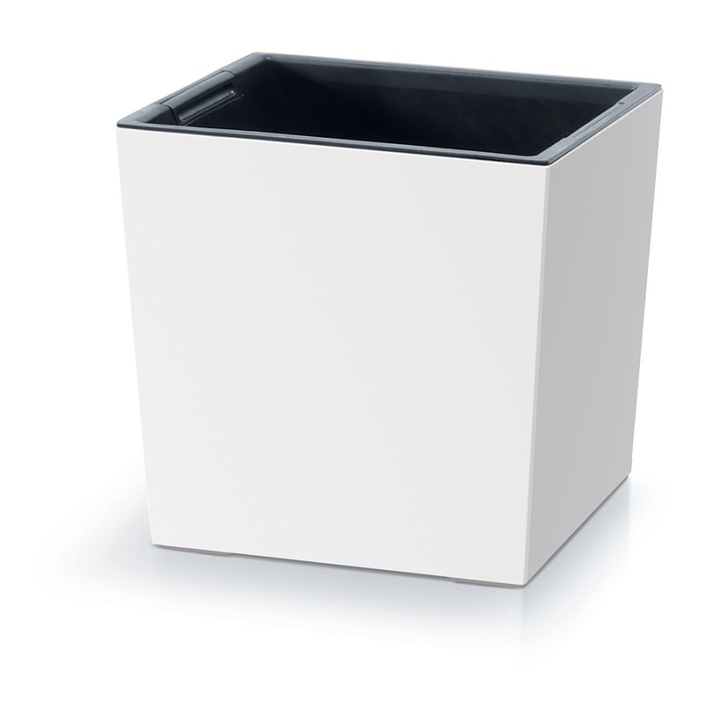 Dekoratív edény Prosperplast Urbi Square Low, 29,5 x 29,5 x 29 cm, fehér