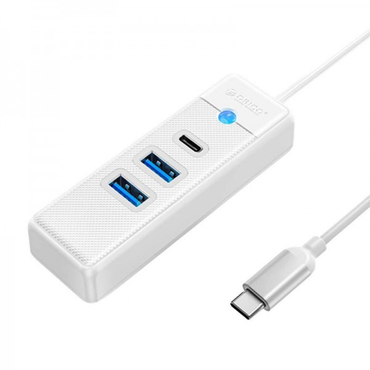 Adaptor Orico, Type-C- 2x USB 3.0+ Type-C, Lungimea cablului 15 cm, Alb