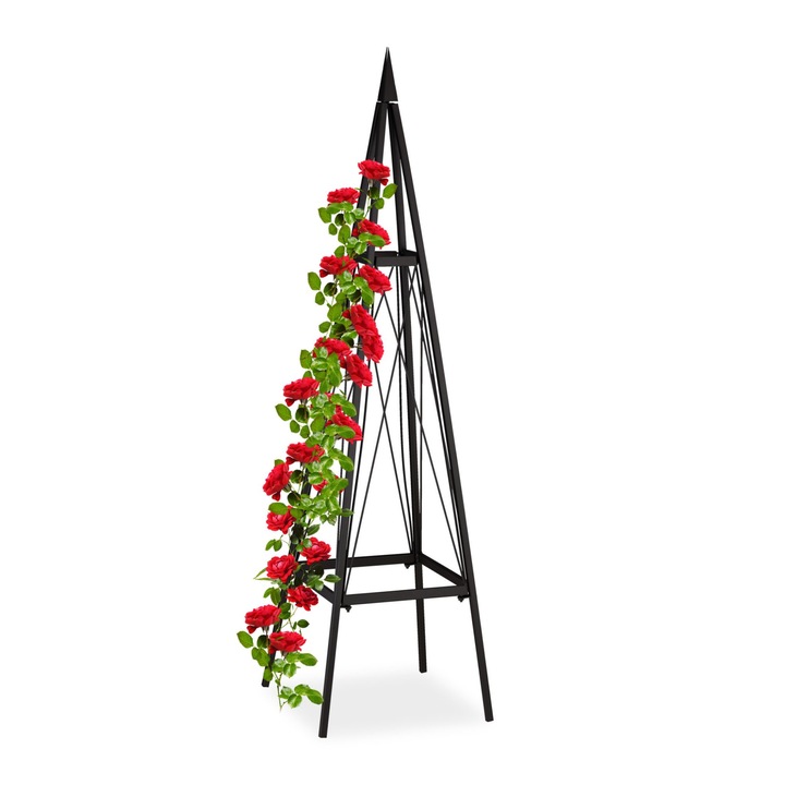 Arcada de gradina tip suport plante, fier, 132 x 36 x 34 cm, negru