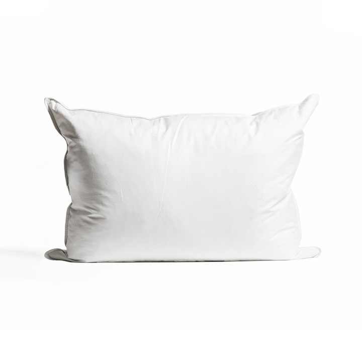 Perna ferma, Poohy, Excellence Trio 3 camere, 70x70 cm, Puf si pene de rata, 100%Bumbac, Antialergic, Alb