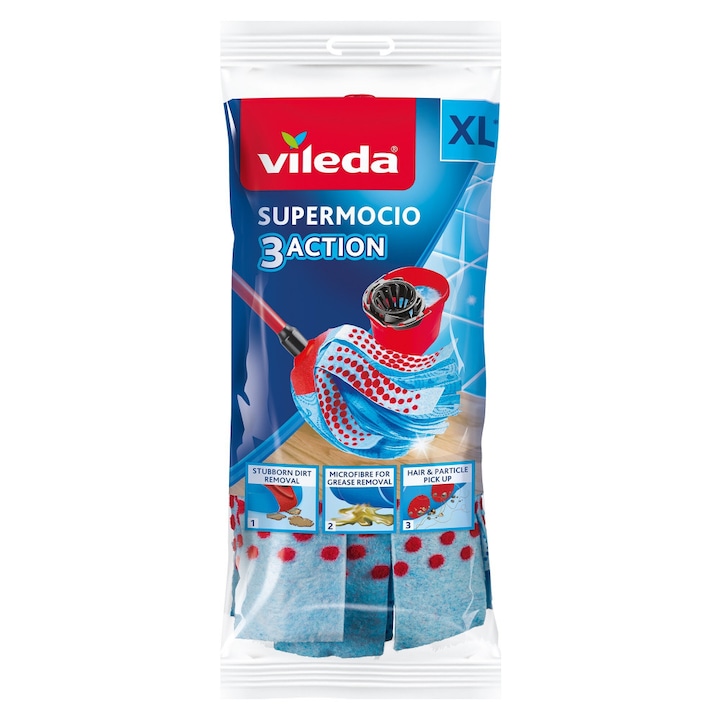 VILEDA Supermocio 3Action, Gyorsfelmosó fej, mikroszálas, kék