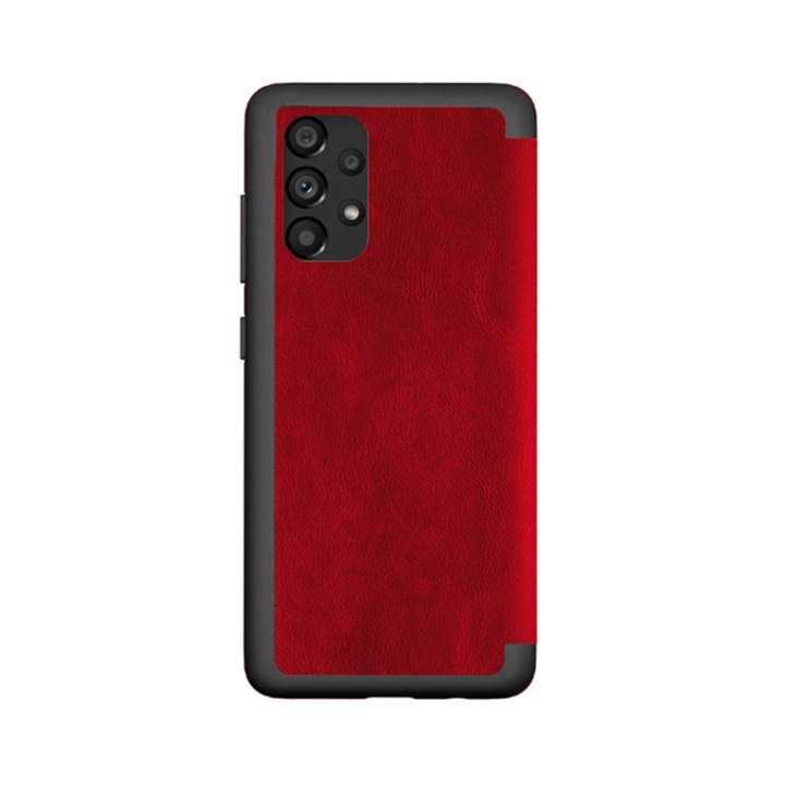 Калъф-книга, съвместим със Samsung Galaxy A52 / A52S, Blend LeatherBook, пълно покритие, прозрачен капак, червен