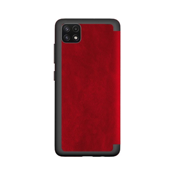 Калъф-книга, съвместим със Samsung Galaxy A22 5G, Blend LeatherBook, пълно покритие, прозрачен капак, червен