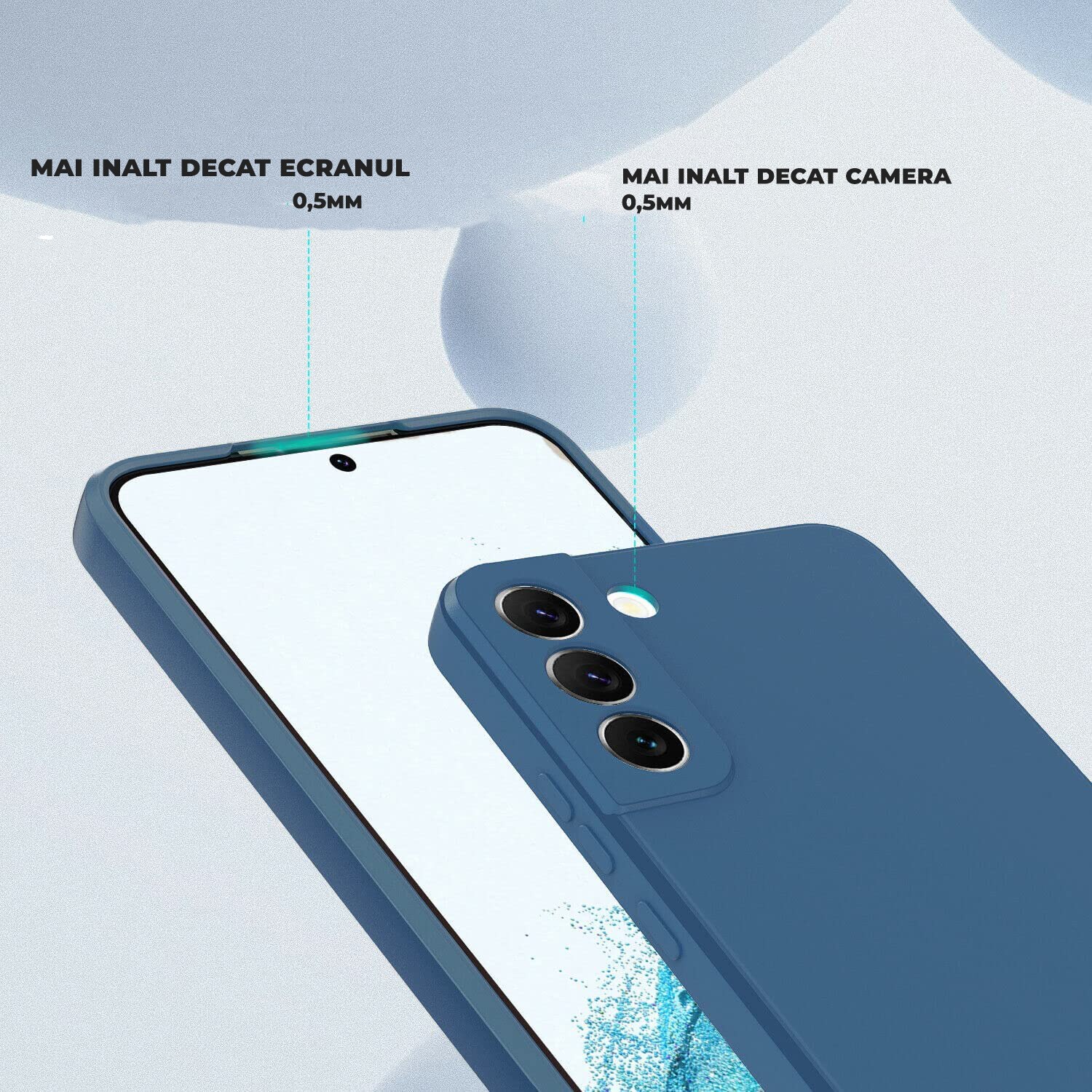 Husa Daden® Soft Silicone compatibila cu Samsung S21 Plus, Cu Protectie la Camera, Interior din Microfibra, Protectie sporita, Albastru inchis