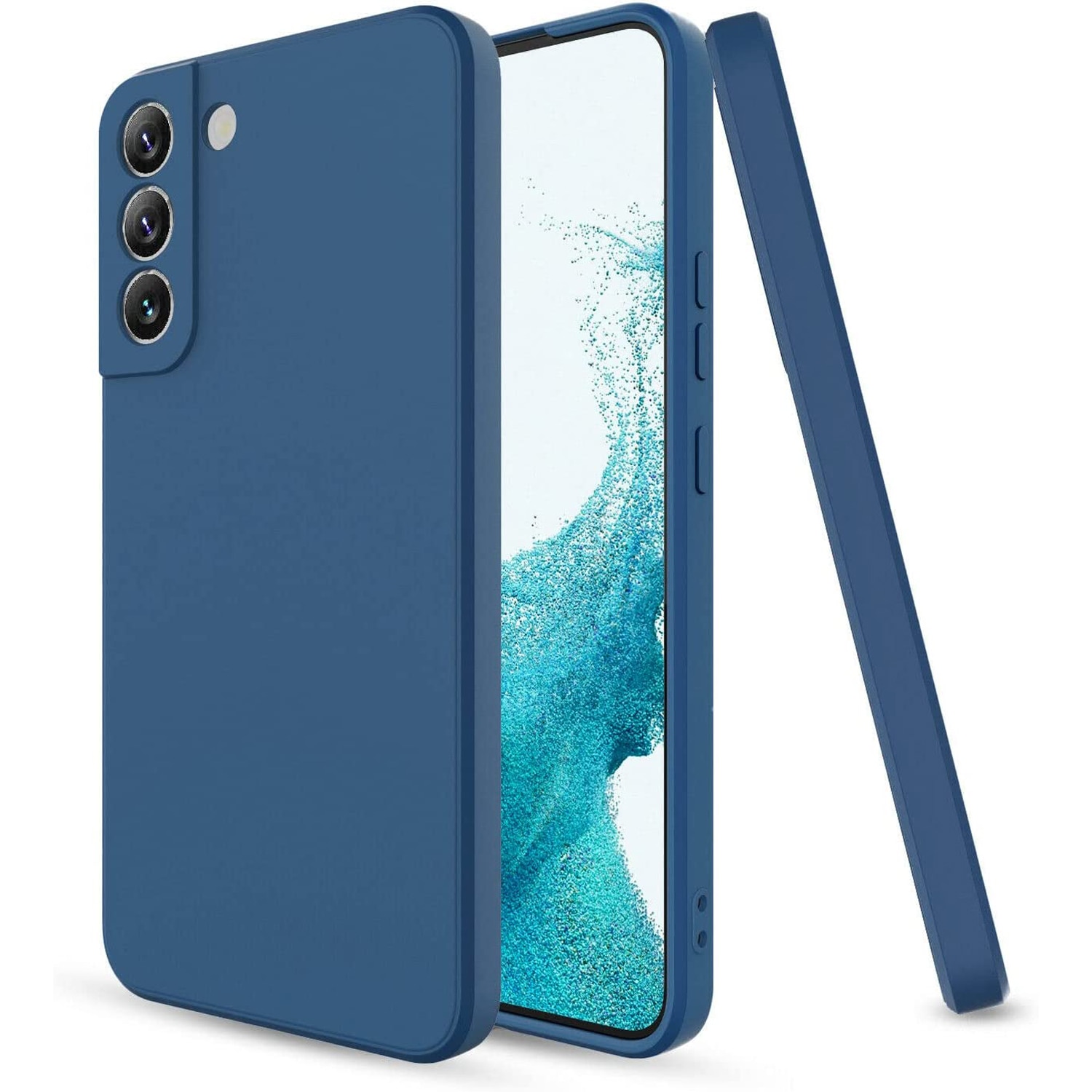 Husa Daden® Soft Silicone compatibila cu Samsung S21 Plus, Cu Protectie la Camera, Interior din Microfibra, Protectie sporita, Albastru inchis
