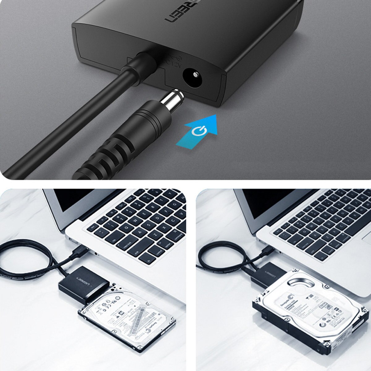 Adaptor SSD/HDD SATA la USB 3.0, Ugreen CR108, Black - eMAG.ro