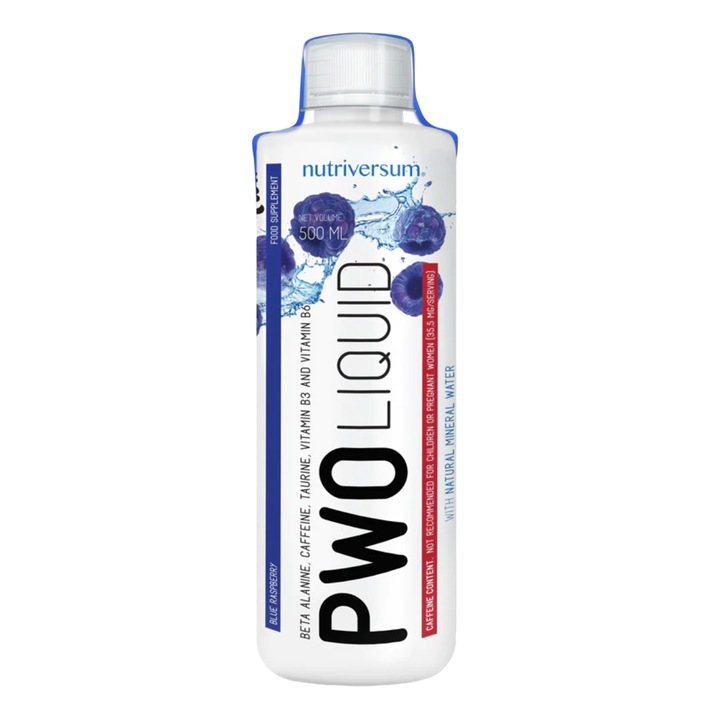 Supliment alimentar, FLOW PWO Lichid, Zmeura albastra, Nutriversum, 500 ml