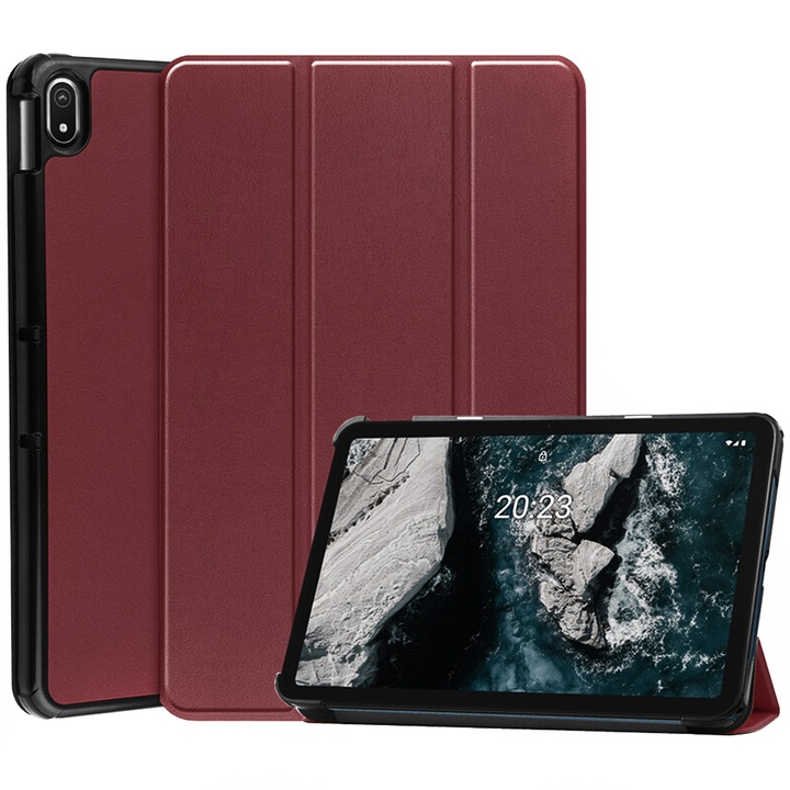 Защитен калъф съвместим с Nokia T20, Microfiber, FoldPro, T571, Червен