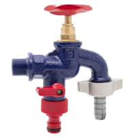Robinet fonta dublu serviciu cu doua iesiri 1/2"
