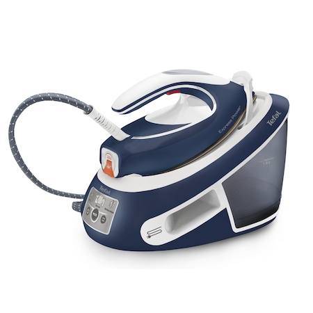 Statie de calcat Tefal Express Power SV8060E0, 2800W, 6.6 bari, Tehnologie No setting, jet de abur 450 g/min, talpa Durilium Airglide Autocuratare, albastru/alb