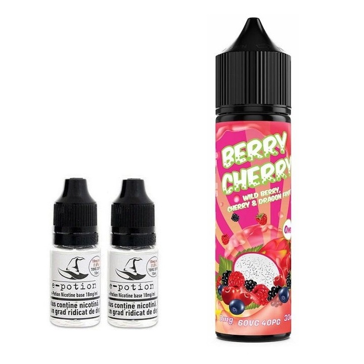 Pachet Lichid Tigara Electronica Smokemania - Berry Cherry, 8mg/ml, 50ml cu Nicotina