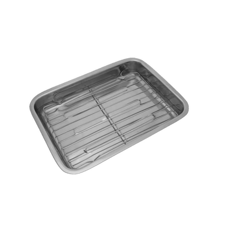 Tava din inox, pentru cuptor, cu gratar, 40 cm, Kinghoff