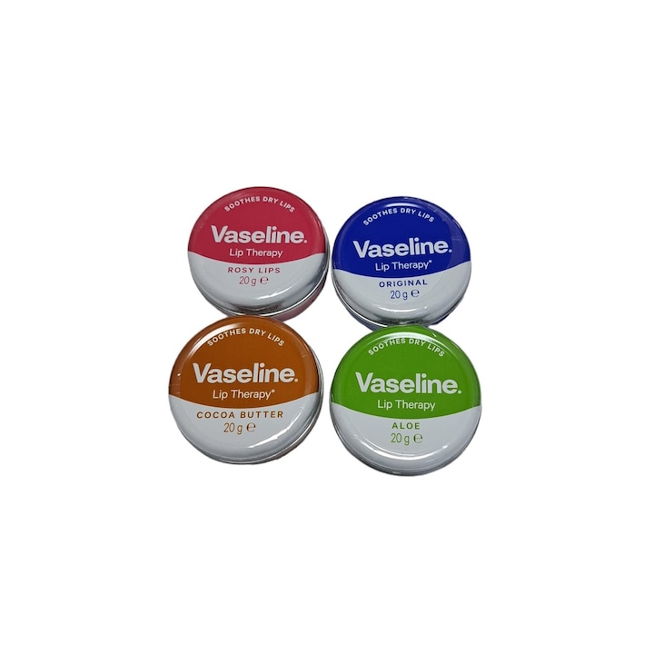 Set 4 bucati balsam de buze Vaseline Lip Therapy, 80 g
