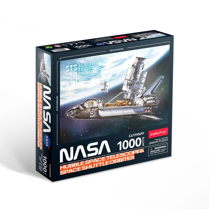 Пъзел 3D Cubic Fun - NASA, Космически телескоп Хъбъл, 1000 части