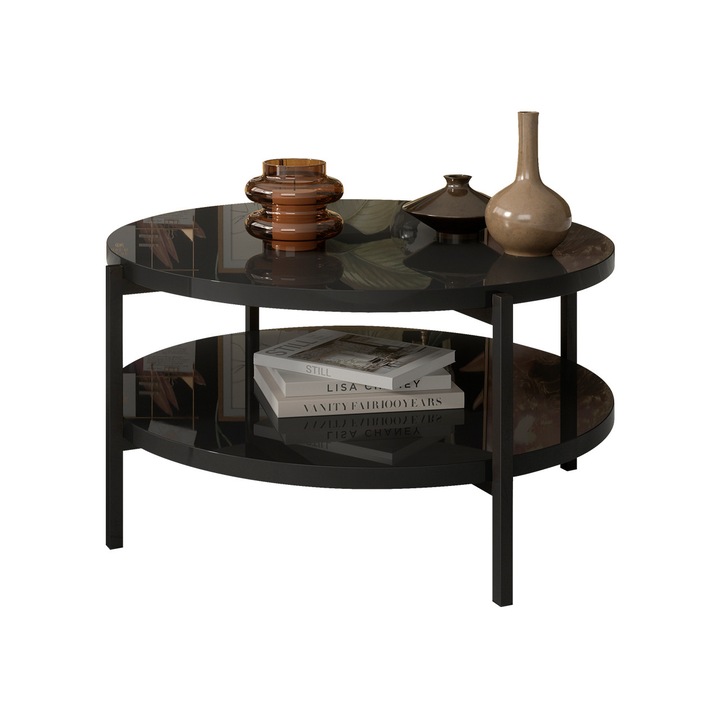 Masuta Batasu A 02, MIRJAN 24, 85x85x43, negru / negru lucios