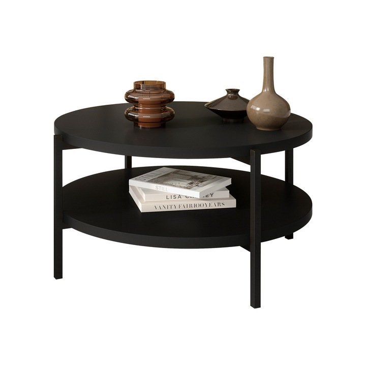 Masuta Batasu B 02, MIRJAN 24, 85x85x43cm, negru / negru mat