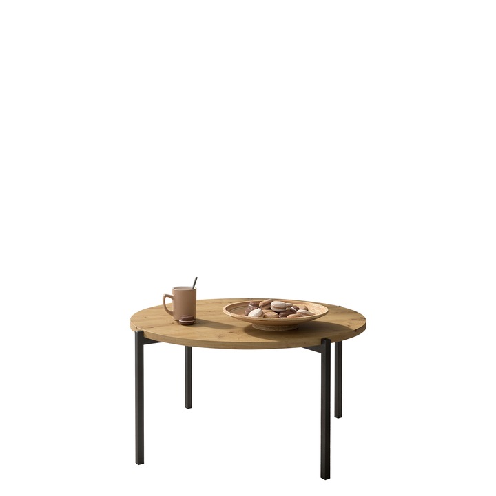 Masuta Batasu A 01, MIRJAN 24, 85x85x42, negru / stejar artisan