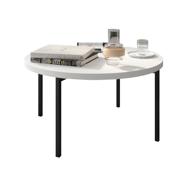 Masuta Batasu C02, MIRJAN 24, 80x80x45cm, negru / alb mat