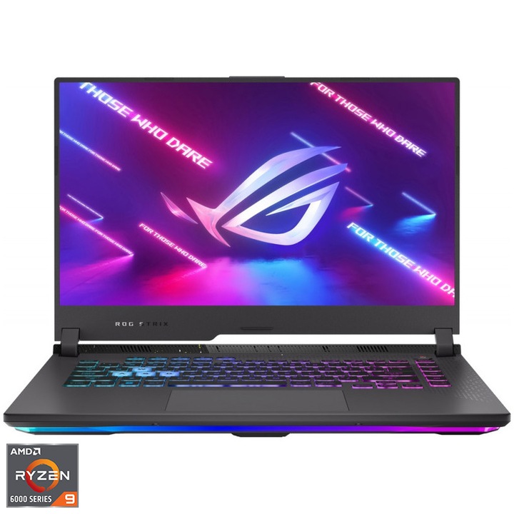Laptop Gaming ASUS ROG Strix G15 G513RM cu procesor AMD Ryzen™ 9 6900HS pana la 4.90 GHz, 15.6", QHD, IPS, 165 Hz, 16GB, 512GB SSD, NVIDIA® GeForce RTX™ 3060 6GB GDDR6, No OS, Eclipse Gray