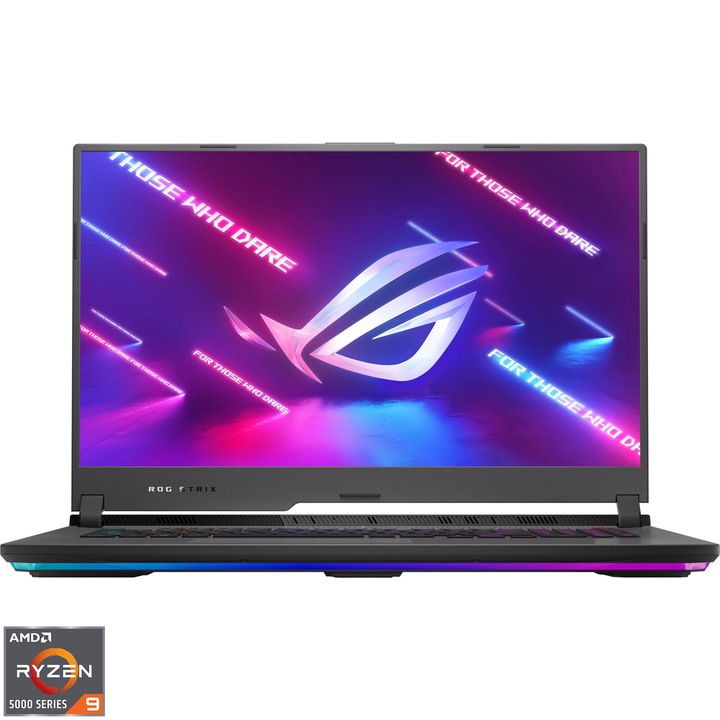Laptop Gaming ASUS ROG Strix G17 G713QR cu procesor AMD Ryzen™ 9 5900HX pana la 4.60 GHz, 17.3", WQHD, IPS, 165 Hz, 32GB, 1TB SSD, NVIDIA® GeForce RTX™ 3070 8GB GDDR6, No OS, Eclipse Gray