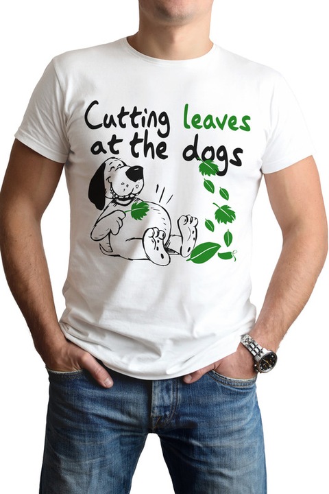 Tricou Tai frunze la caini, Ruvix, 100% Bumbac, Alb, XL