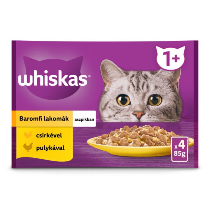 Set 4 Plicuri hrana umeda pentru pisici, Whiskas, Pasare, 85 g