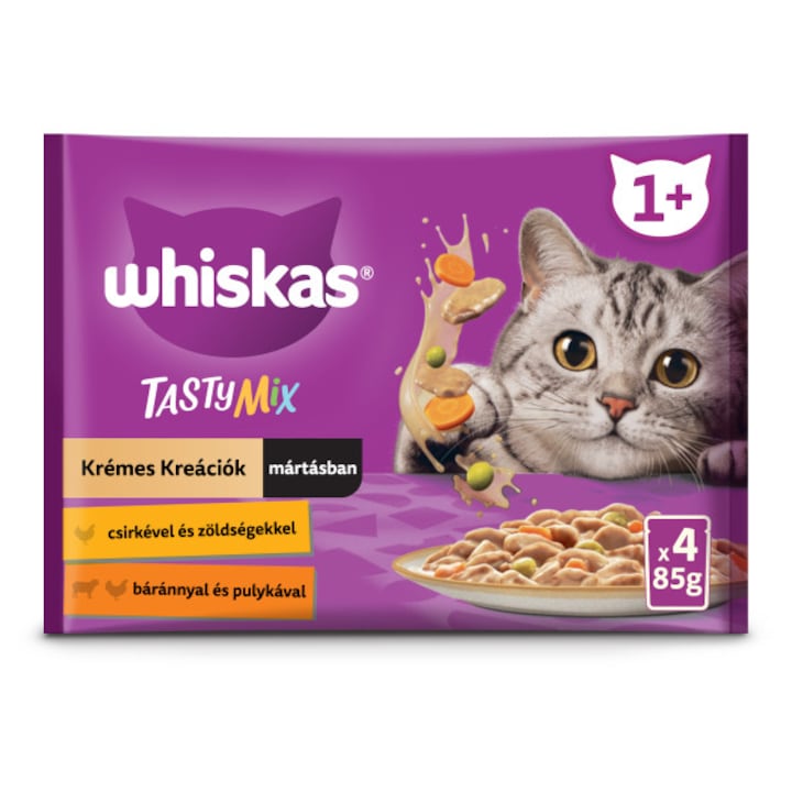 Whiskas alutasakos 4-pack, krémes klasszikus válogatás, 4x85g