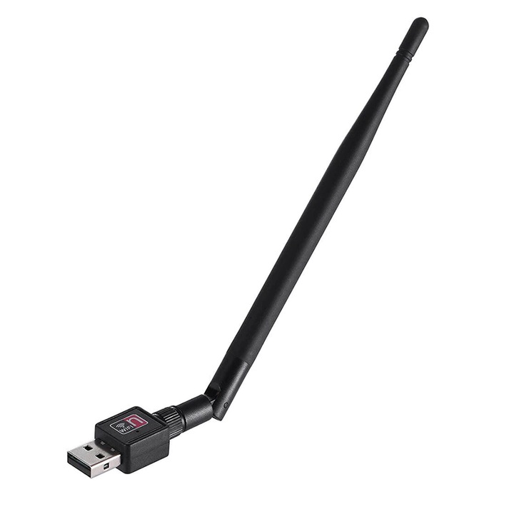 Adaptor retea conectare wireless la internet, WiFi USB 2.0, 600 Mbps, antena externa rotativa 360'