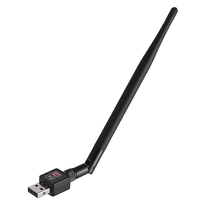Мрежов адаптер за безжична интернет връзка, WiFi USB 2.0, 600 Mbps, 360' въртяща се външна антена