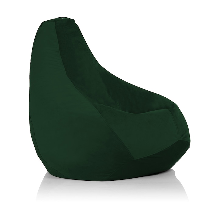 Fotoliu para Lazyboy XL Velvet, cu maner, husa detasabila, material stofa plusata, pretabil interior culoare Verde inchis