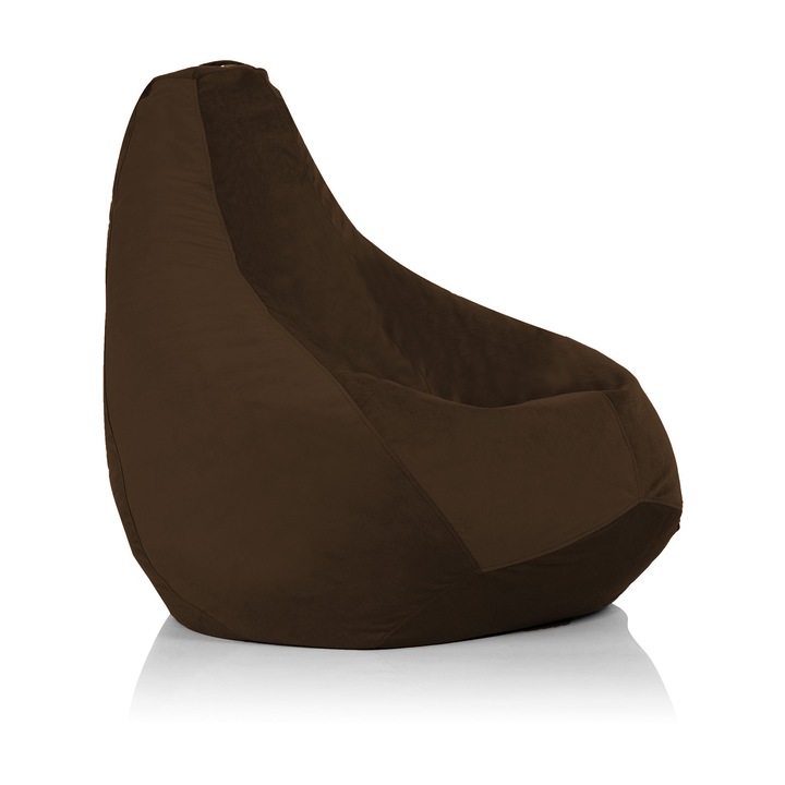 Fotoliu para Lazyboy XL Velvet, cu maner, husa detasabila, material stofa plusata, pretabil interior culoare maro