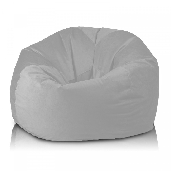 Fotoliu Lazyboy Cloud XL Velvet, husa detasabila, husa interioara, material stofa plusata, pretabil interior, culoare gri deschis