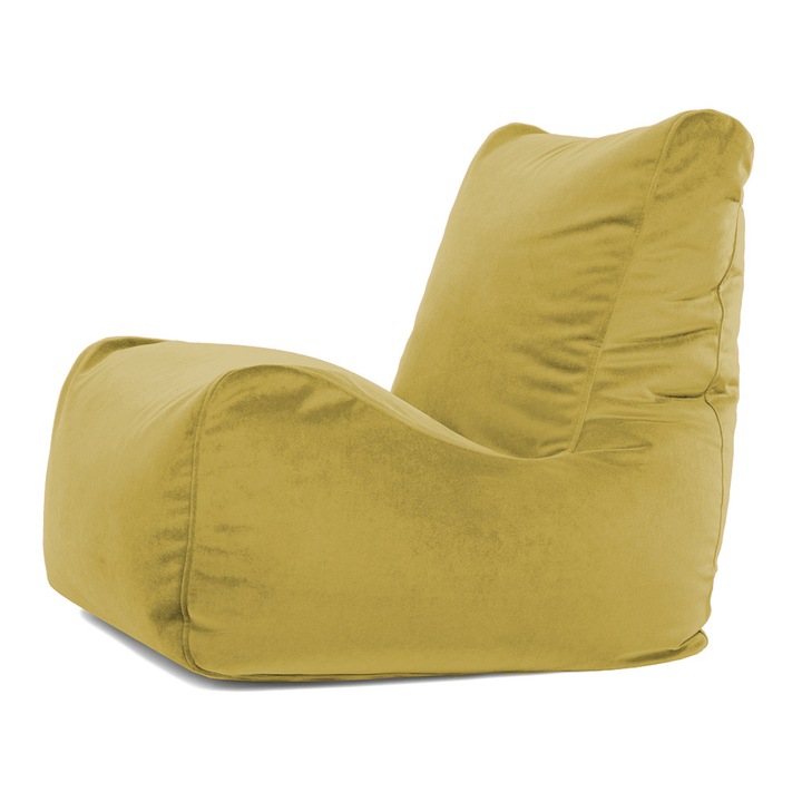 Fotoliu Lazyboy Osho Velvet, cu maner, husa detasabila, husa interioara, material stofa plusata, pretabil interior, culoare galben